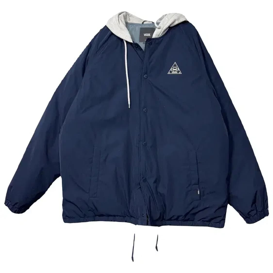 반스 네이비 로고 레이어드 후드 다운 패딩 LARGE 상품이미지1