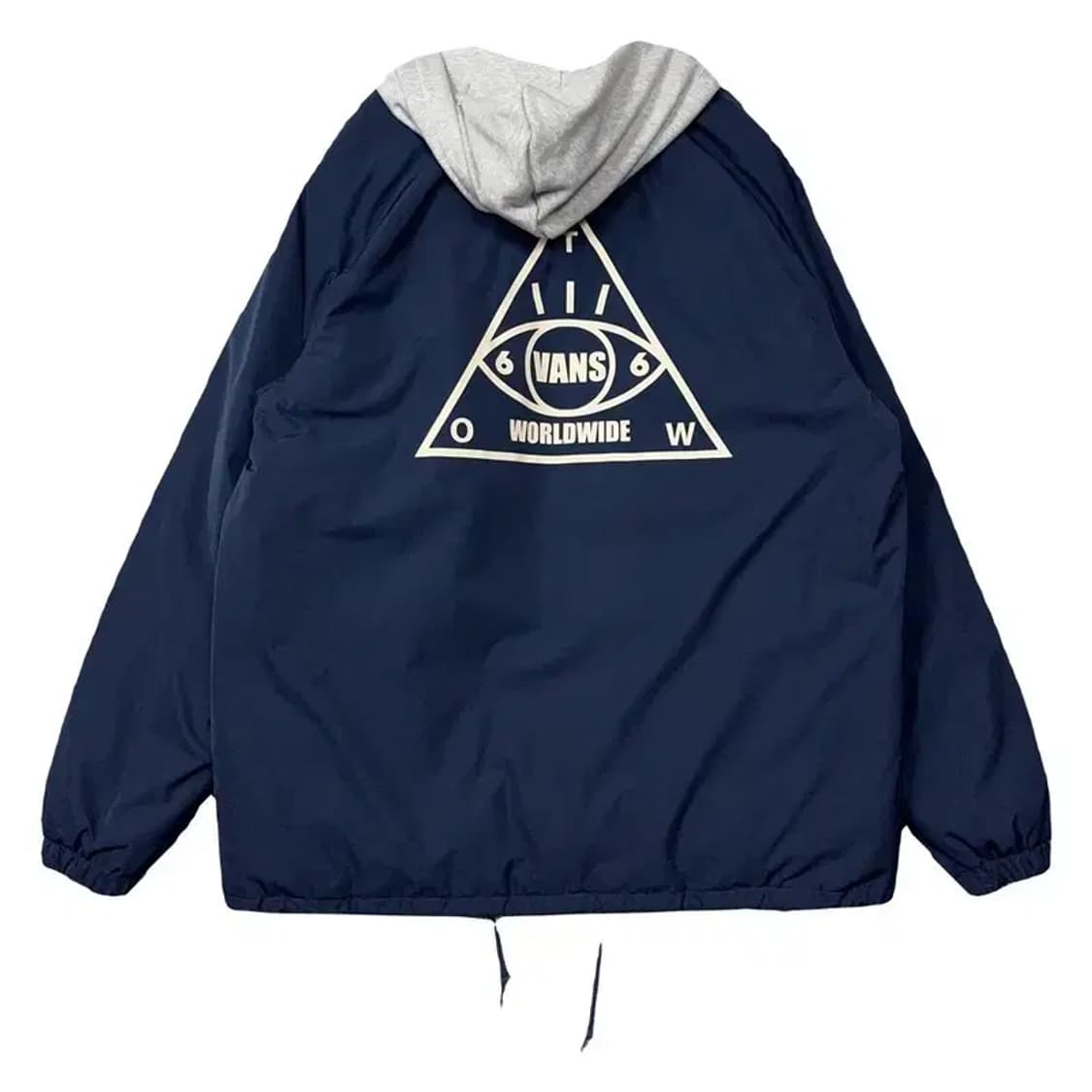 반스 네이비 로고 레이어드 후드 다운 패딩 LARGE 상품이미지2