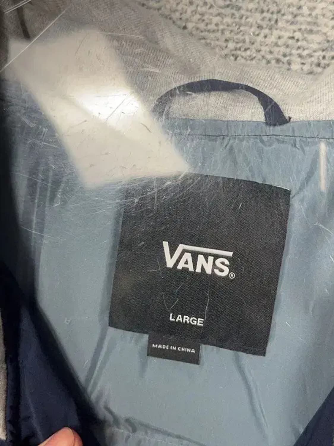 반스 네이비 로고 레이어드 후드 다운 패딩 LARGE 상품이미지6