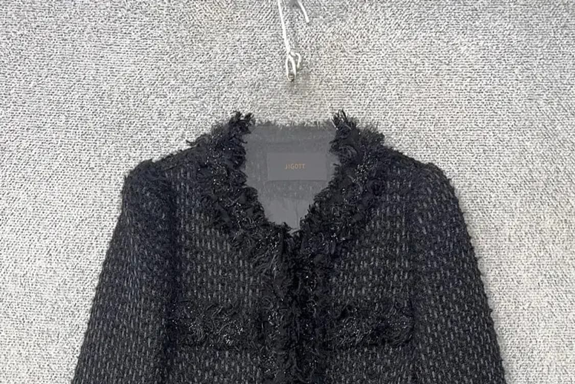 지고트 도트 블랙 트위드 코트 85-88-155 상품이미지3