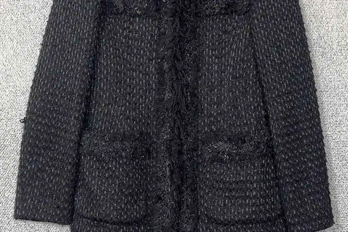 지고트 도트 블랙 트위드 코트 85-88-155 상품이미지4