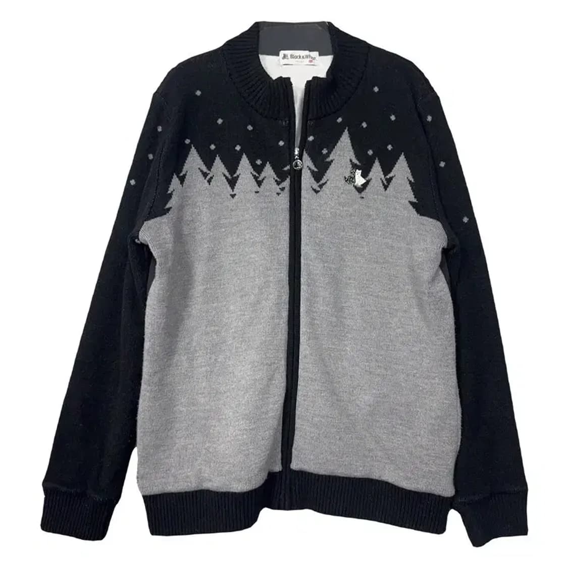 BLACK&WHITE 골프 블랙 니트 집업 XL 상품이미지1