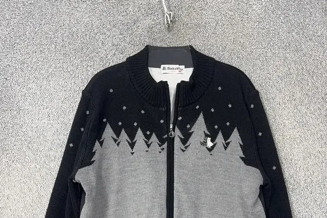 BLACK&WHITE 골프 블랙 니트 집업 XL 상품이미지3