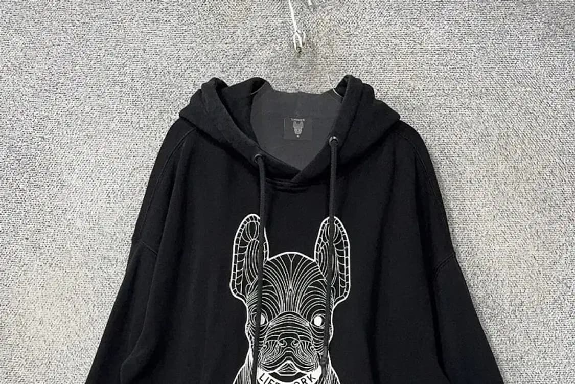 라이프워크 빅로고 프린팅 블랙 후드티 M 상품이미지3