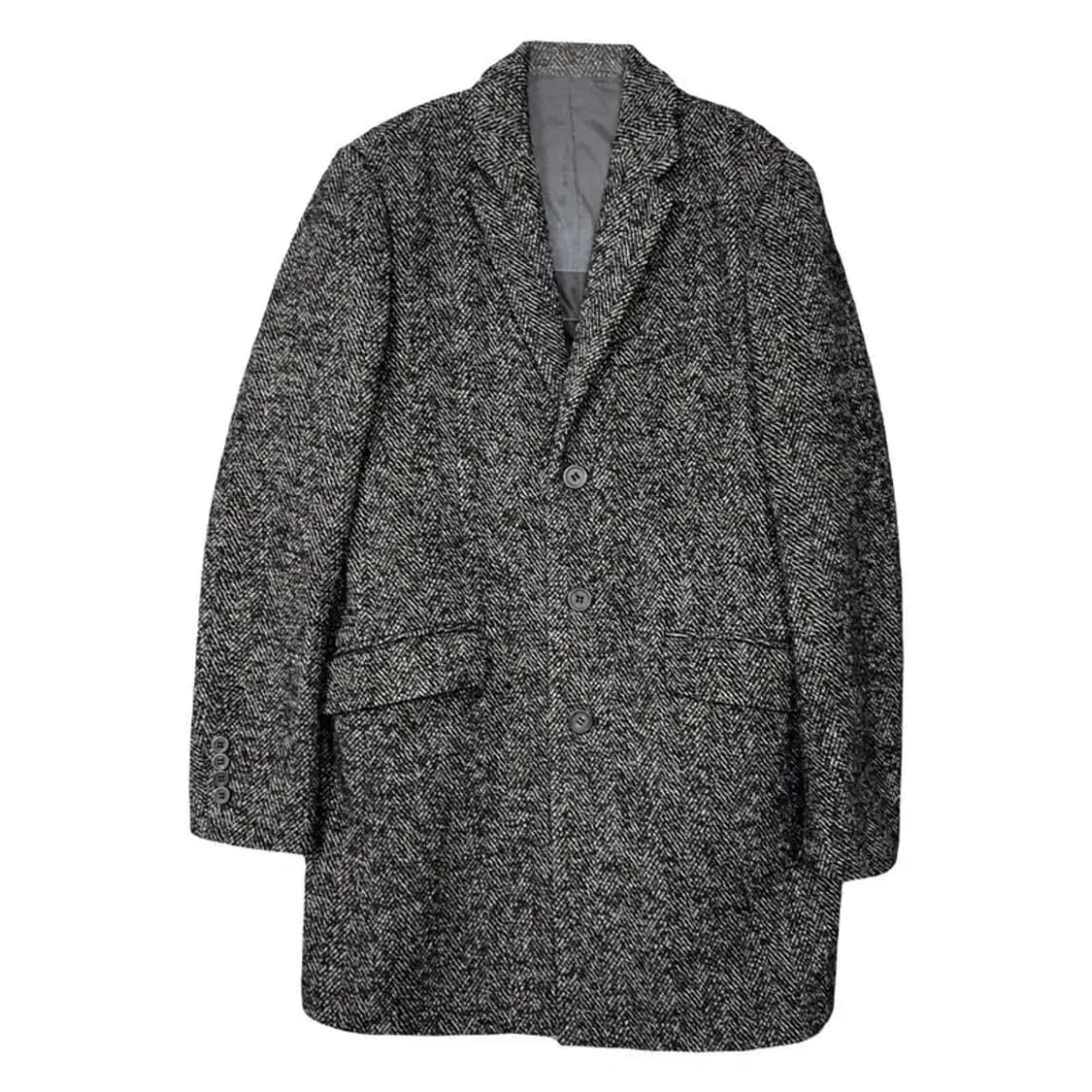 마인드브릿지 그레이 배색 버튼 울 코트 100 상품이미지1