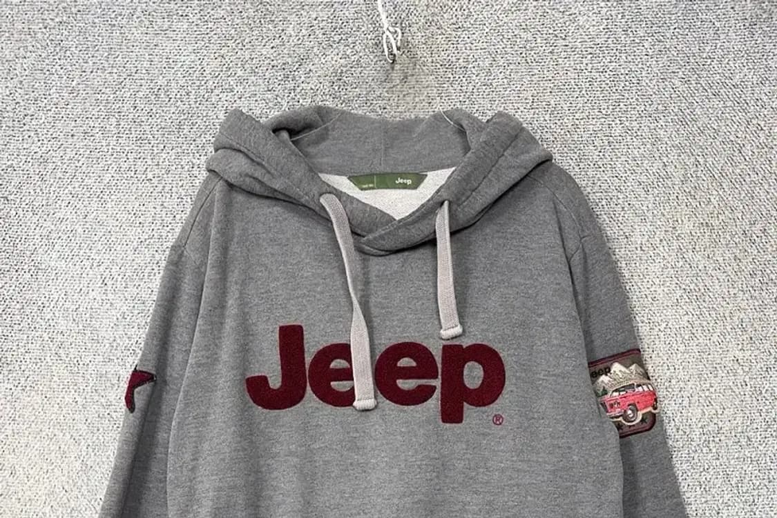 지프 프린팅 라이트 그레이 빈티지 후드티 100 상품이미지3