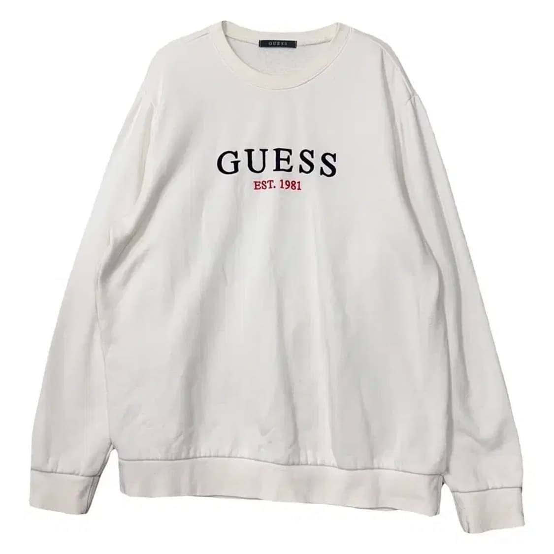 게스 프린팅 화이트 맨투맨 XL 상품이미지1