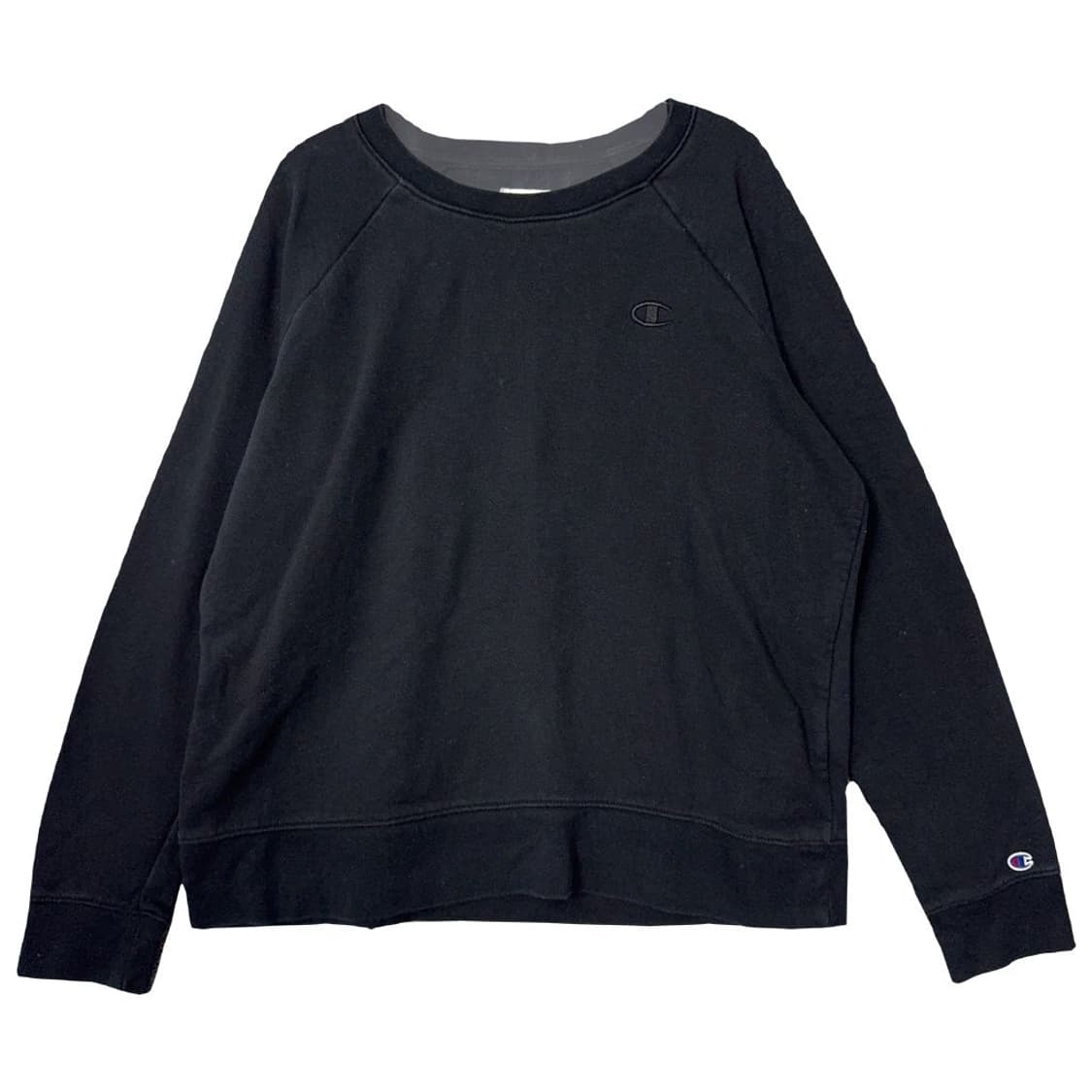 챔피온 블랙 무지 소매 로고 캐주얼 맨투맨 S/CH 상품이미지1