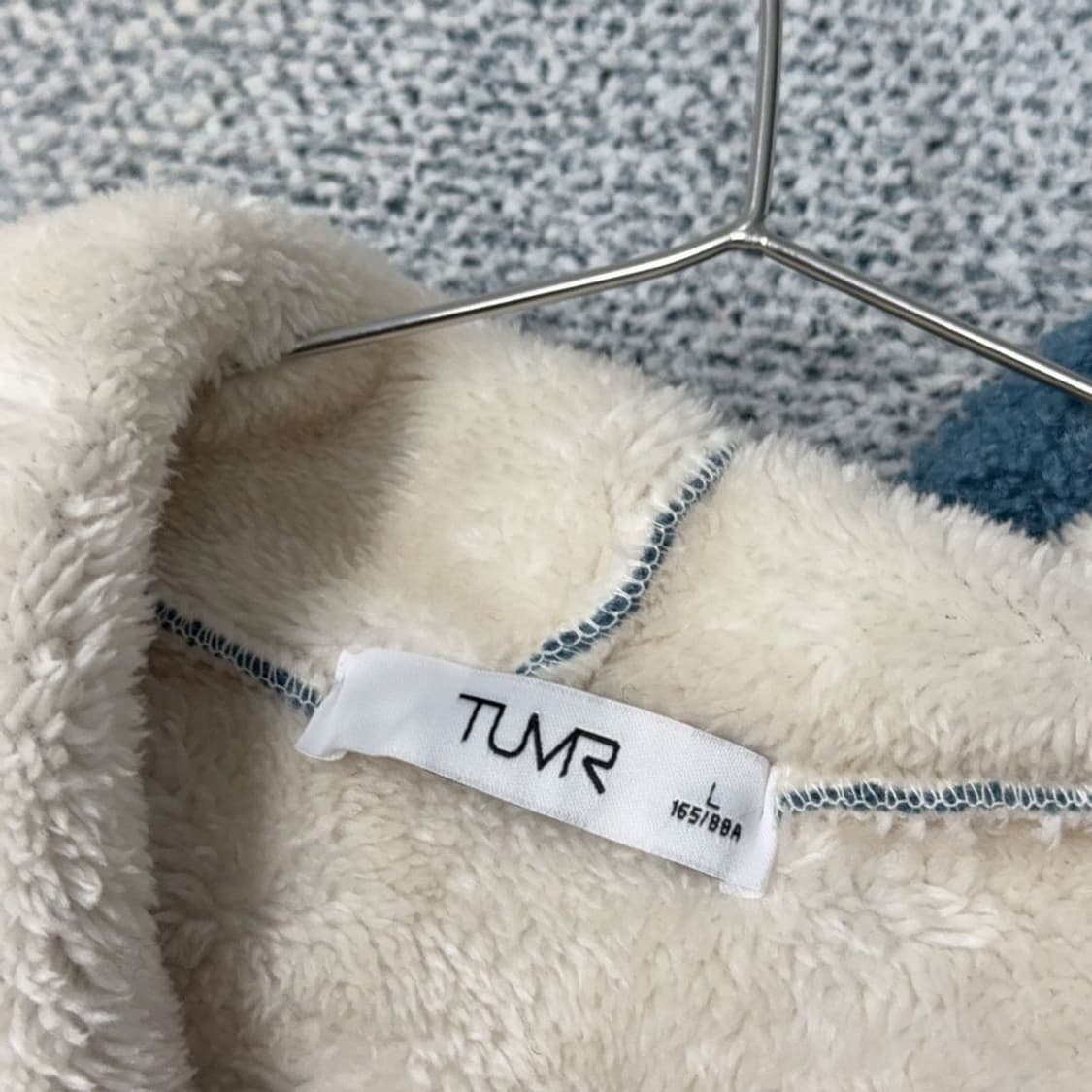 빈티지 여성 블루 플리스 후드 집업 L 상품이미지4