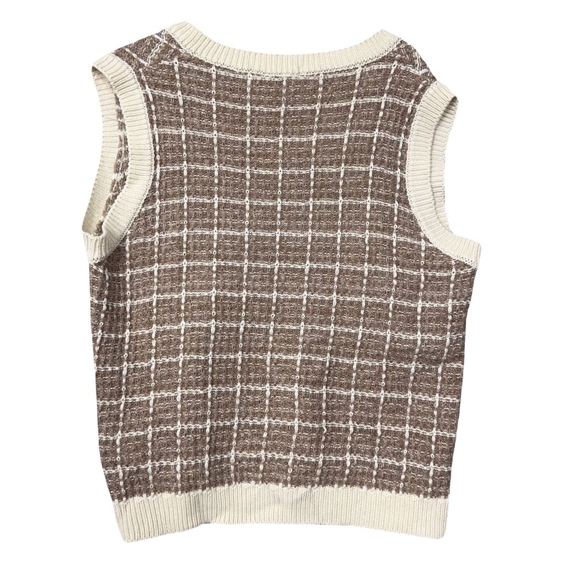 이프네 체크 베이지 니트 조끼 FREE 상품이미지2