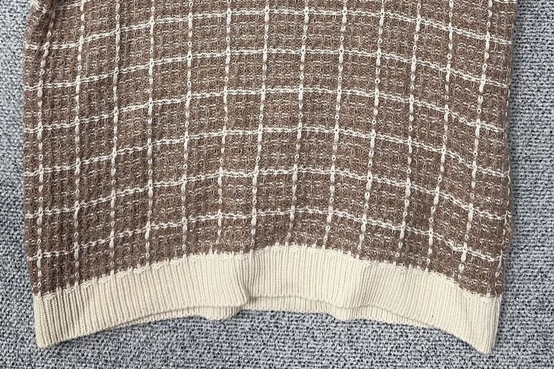 이프네 체크 베이지 니트 조끼 FREE 상품이미지4