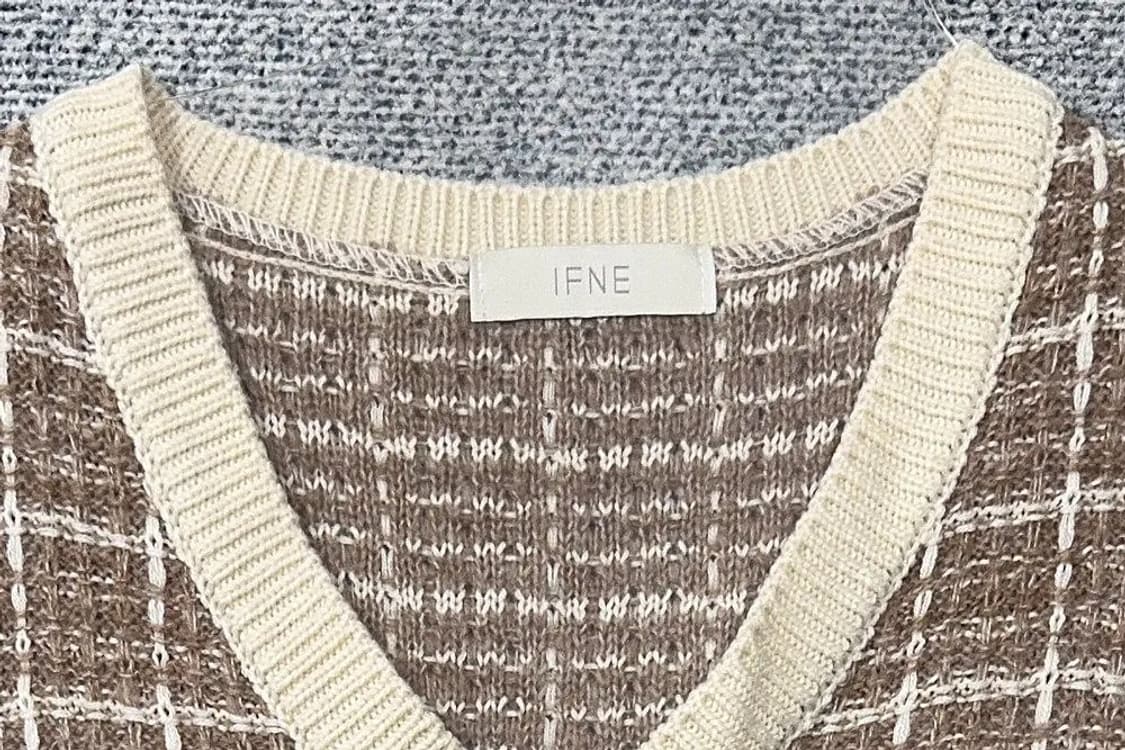 이프네 체크 베이지 니트 조끼 FREE 상품이미지5