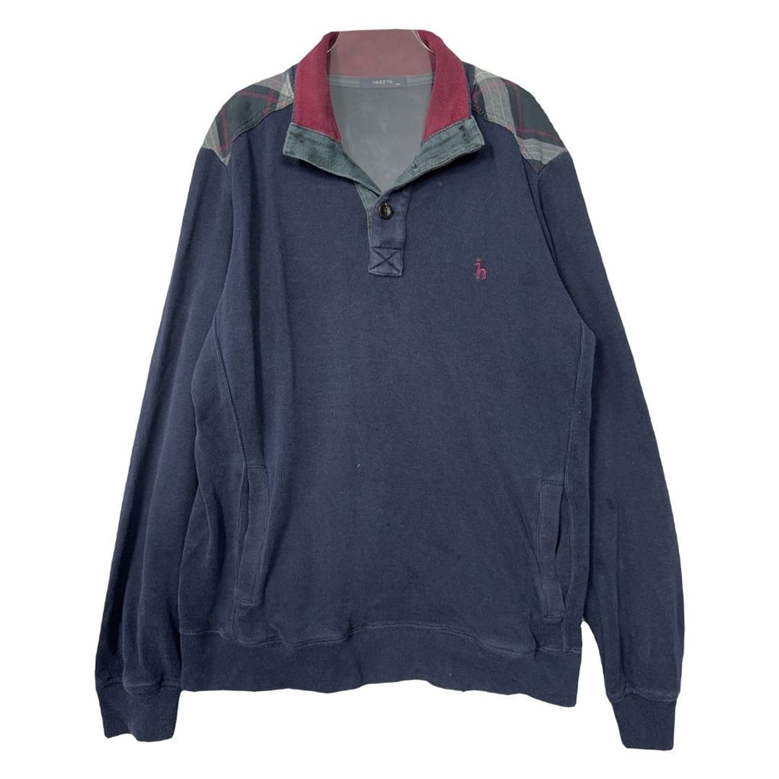 해지스 네이비 버튼 코튼 맨투맨 100 상품이미지1