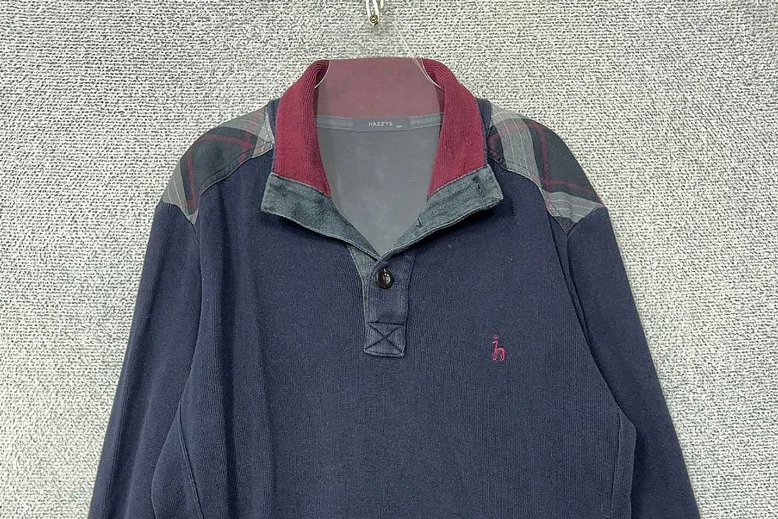 해지스 네이비 버튼 코튼 맨투맨 100 상품이미지3