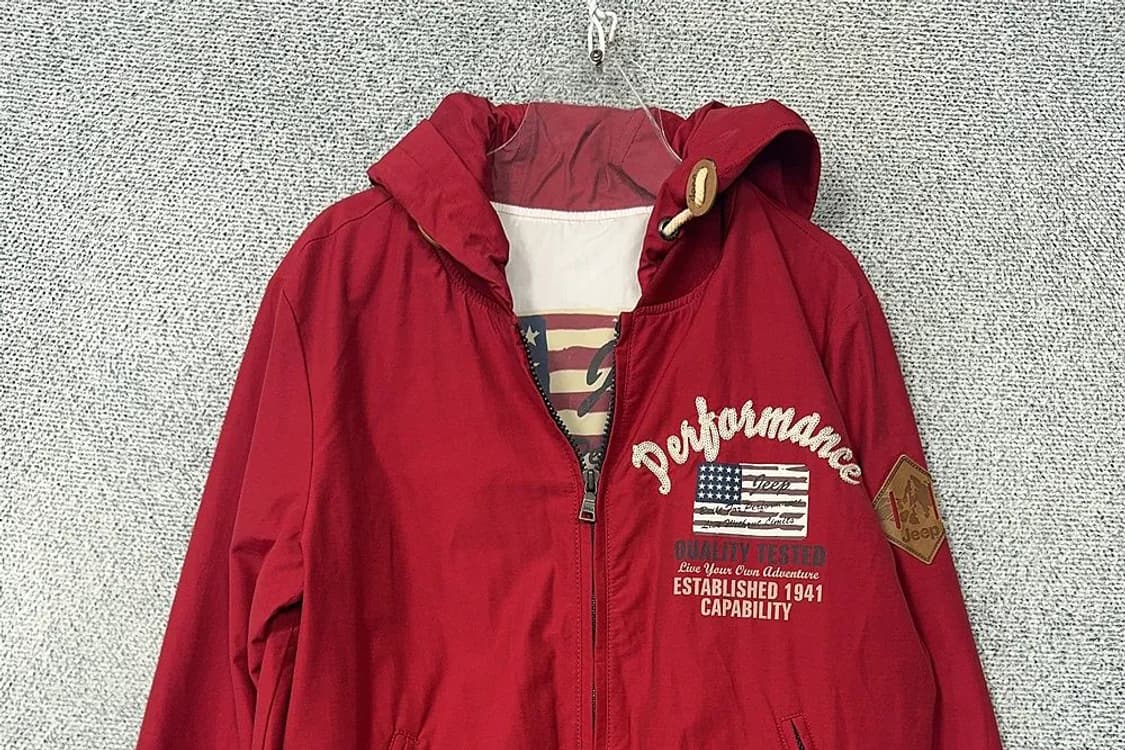 지프 프린팅 레드 빈티지 바람막이 M(95) 상품이미지3