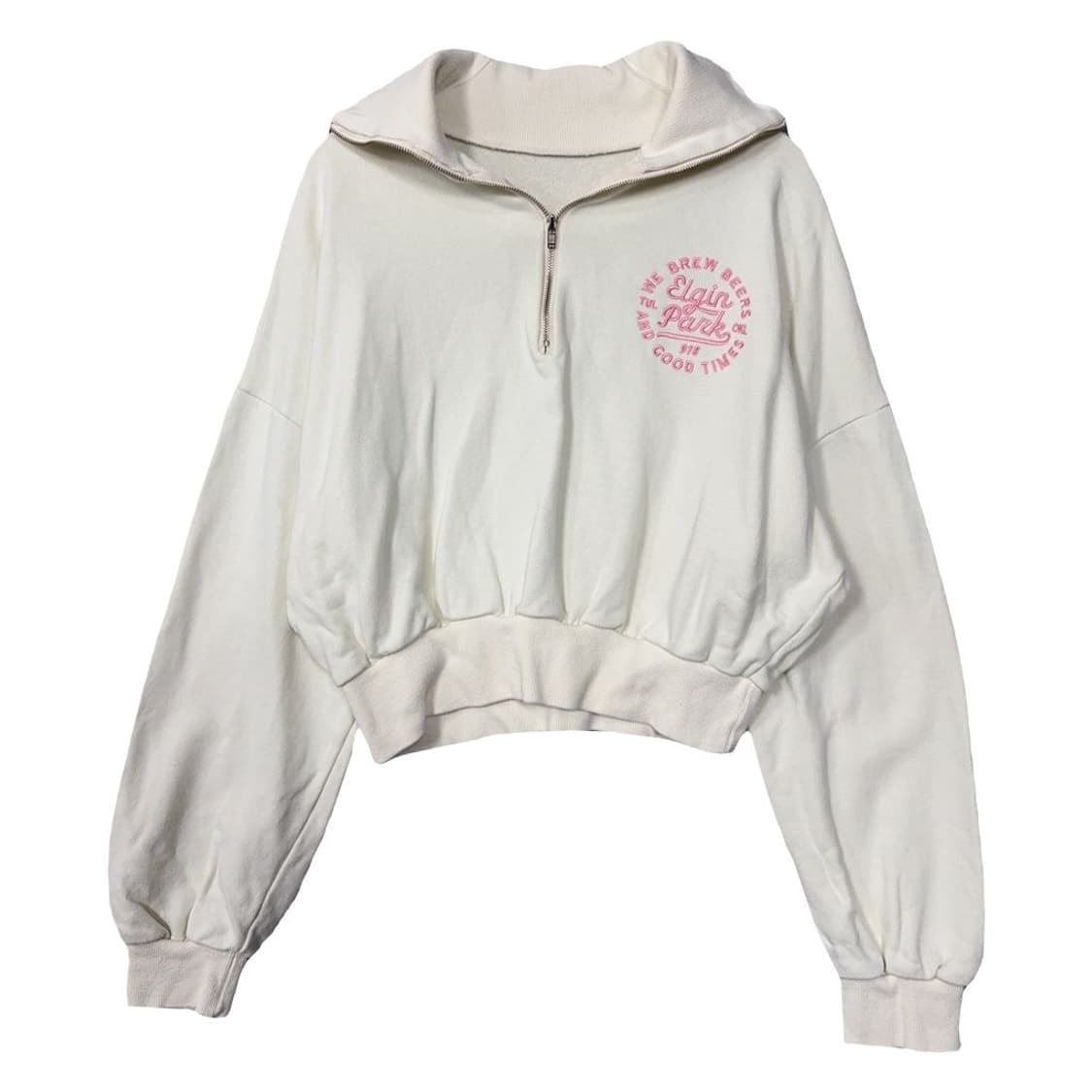 여성 자수 캐주얼 반집업 빅카라 크롭 맨투맨 FREE 상품이미지1