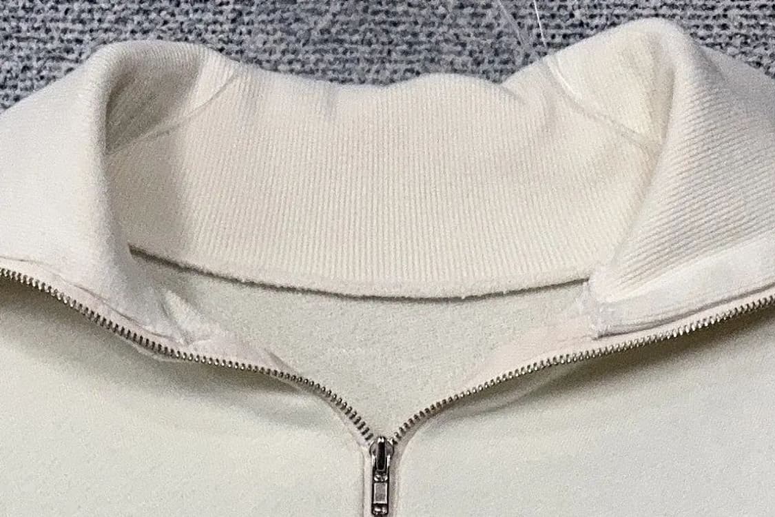 여성 자수 캐주얼 반집업 빅카라 크롭 맨투맨 FREE 상품이미지5