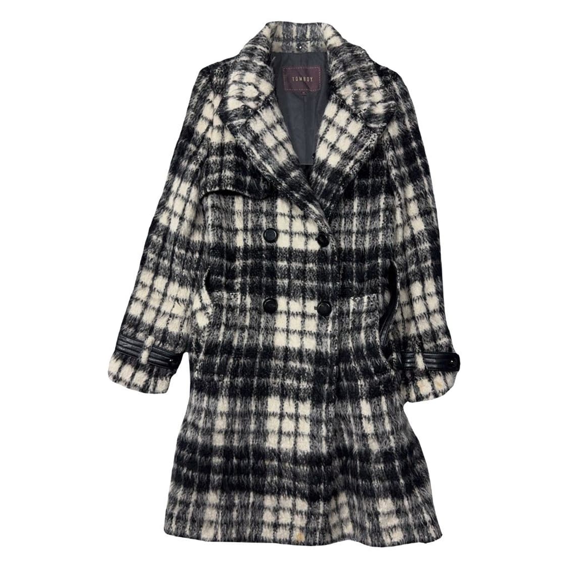 톰보이 체크 블랙 클래식 알파카 모헤어 코트 55 상품이미지1