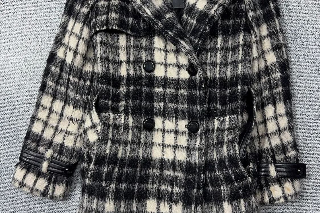 톰보이 체크 블랙 클래식 알파카 모헤어 코트 55 상품이미지4