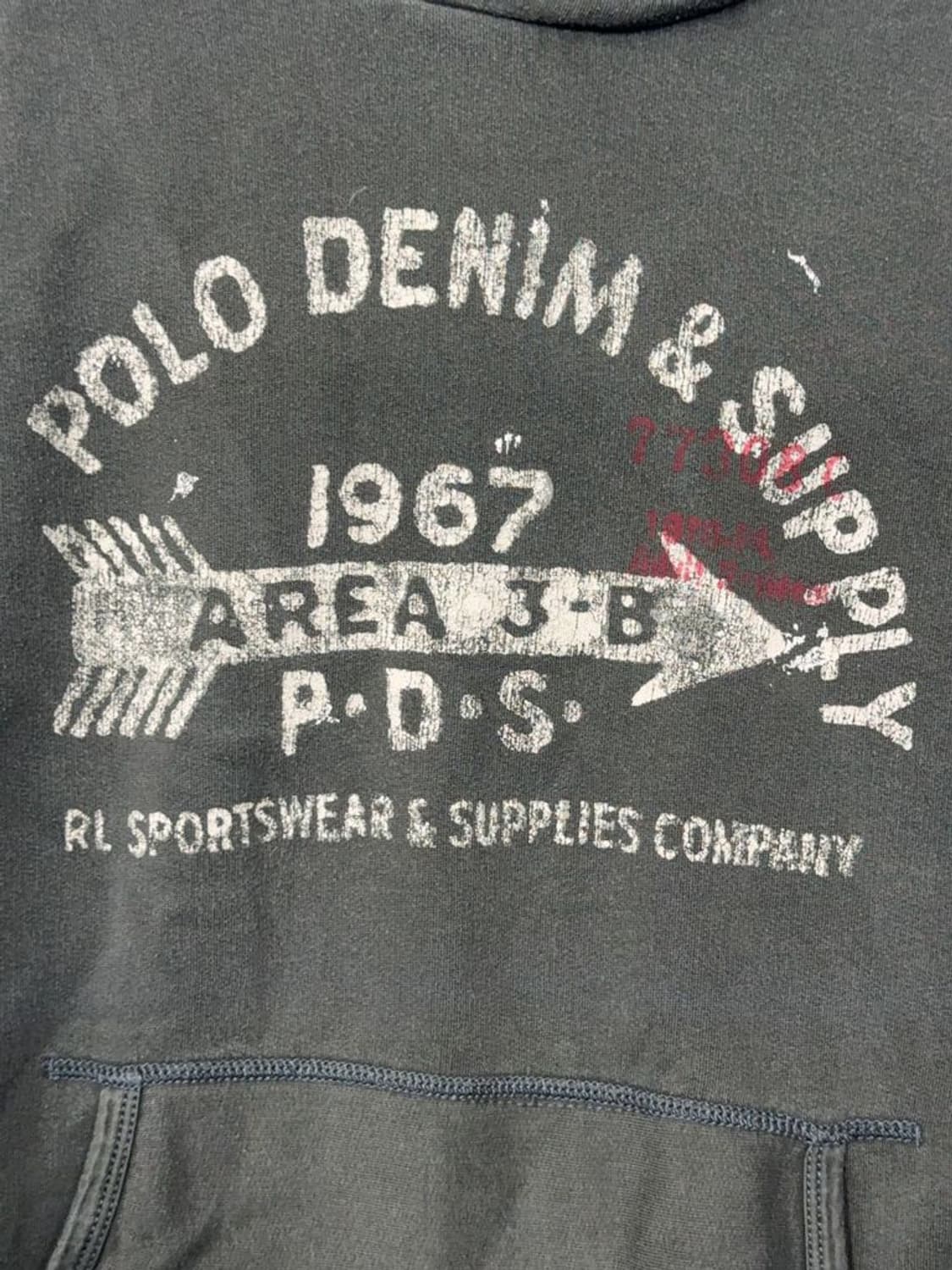 폴로 데님 앤 서플라이 빈티지 프린팅 그레이 후드티 M/M 상품이미지7