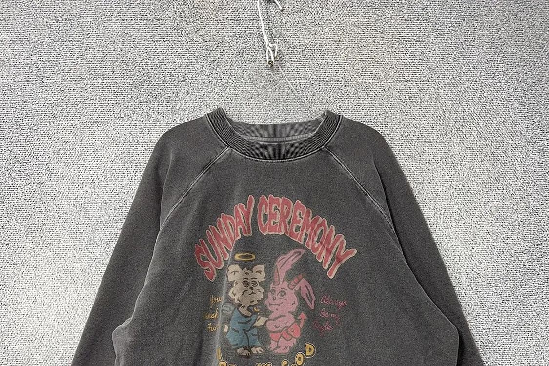 꼼파뇨 프린팅 그레이 피그먼트 맨투맨 FREE 상품이미지3