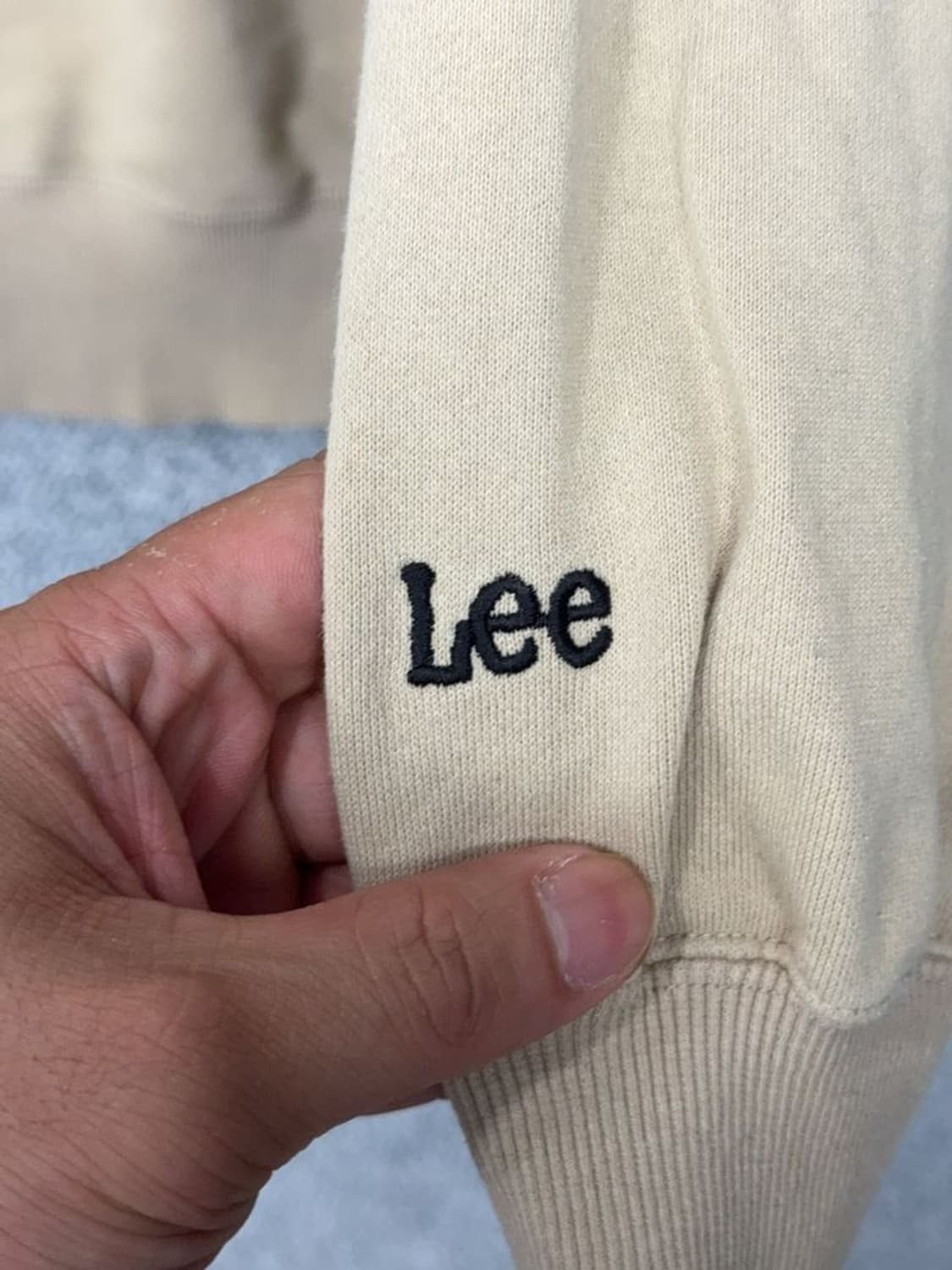 리 프린팅 베이지 후드티 LARGE 상품이미지8