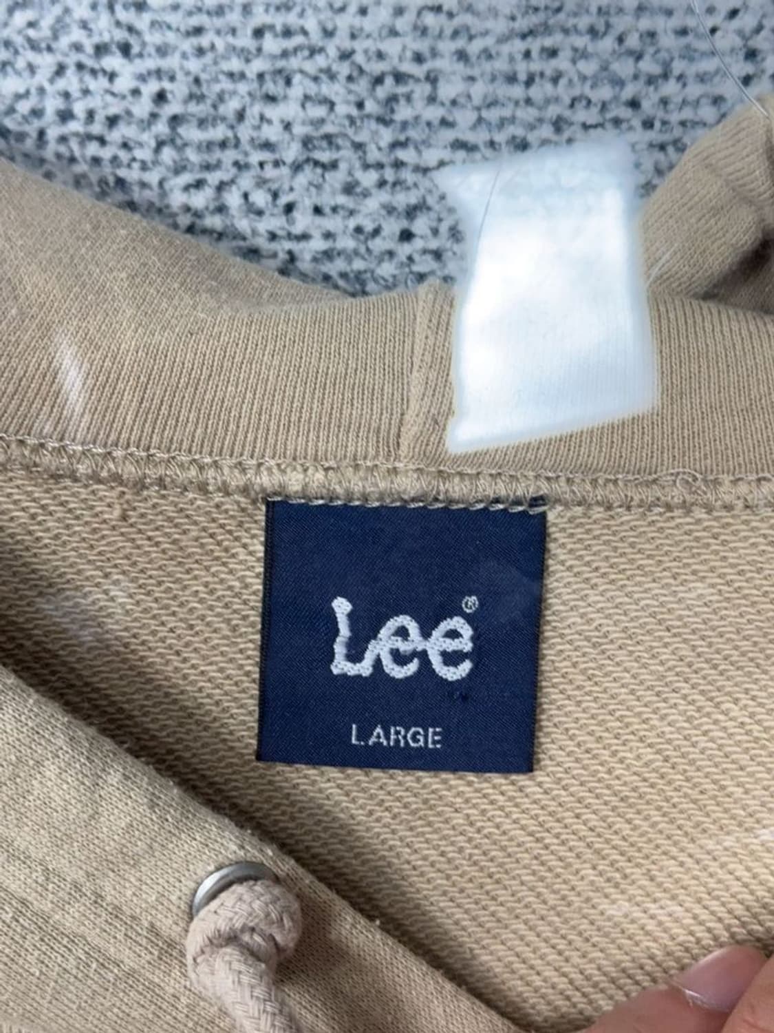 리 프린팅 베이지 후드티 LARGE 상품이미지9