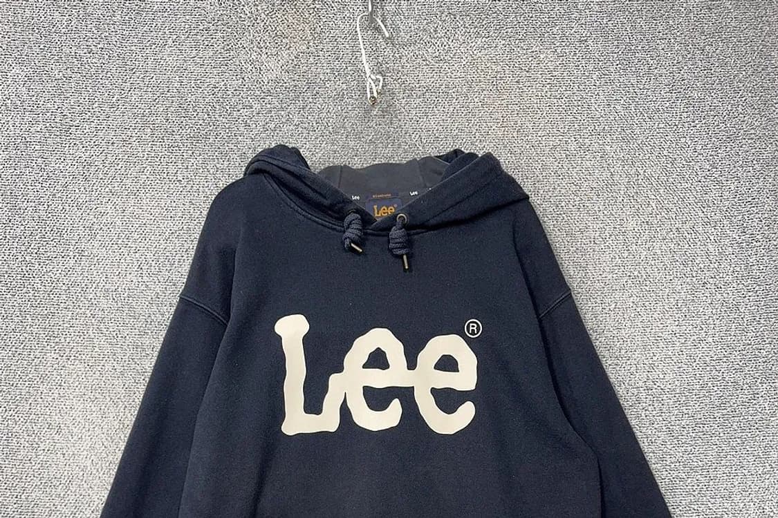 리 프린팅 네이비 후드티 L 상품이미지3