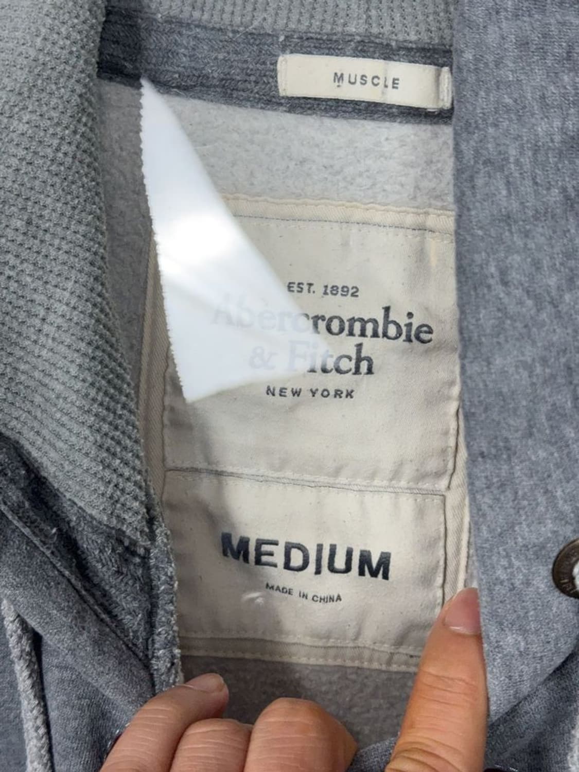 아베크롬비 빈티지 자수 로고 그레이 후드티 MEDIUM 상품이미지8