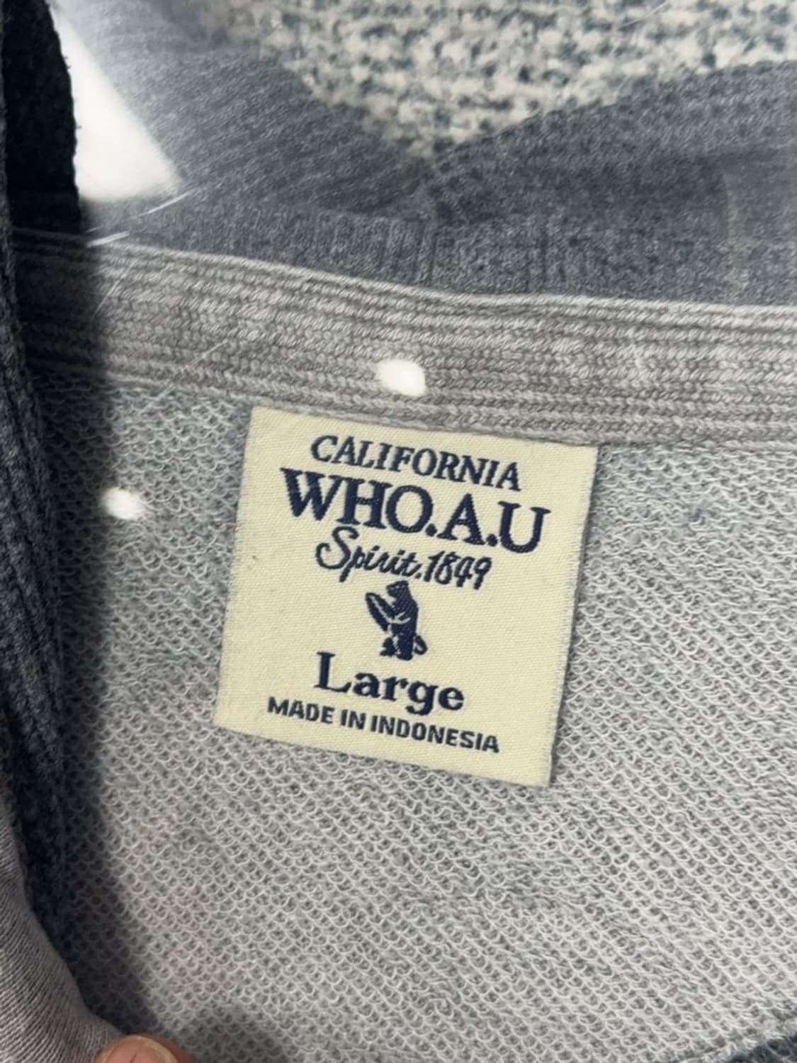 후아유 빈티지 자수 로고 라이트 그레이 후드티 Large 상품이미지6