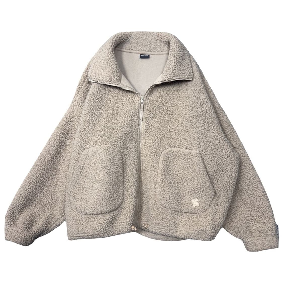 젝시믹스 베이지 양털 뽀글이 오버핏 후리스 집업 F 상품이미지1