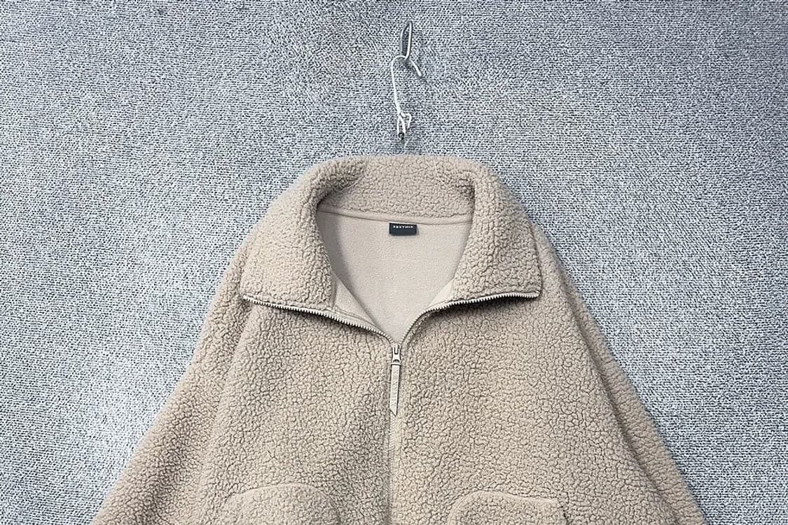 젝시믹스 베이지 양털 뽀글이 오버핏 후리스 집업 F 상품이미지3