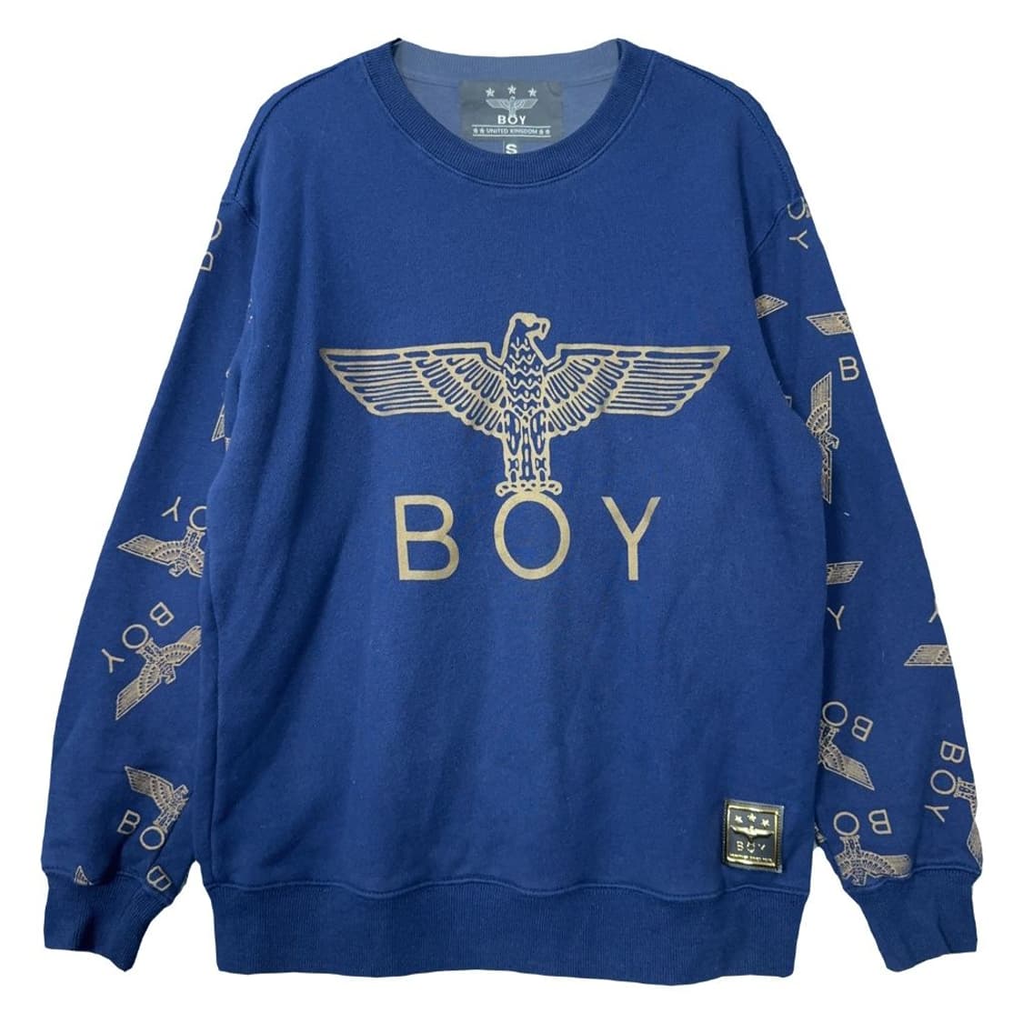 보이런던 빈티지 프린팅 블루 맨투맨 90(S) 상품이미지1