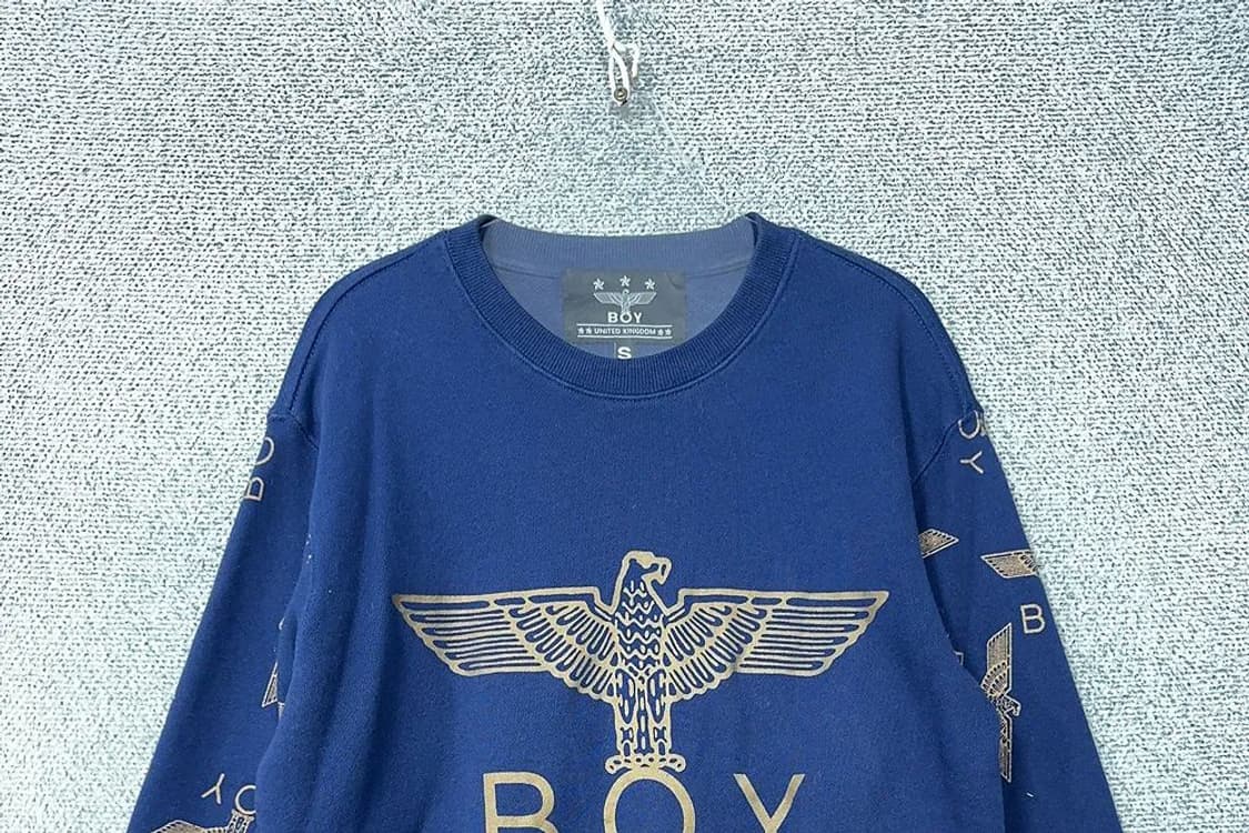 보이런던 빈티지 프린팅 블루 맨투맨 90(S) 상품이미지3