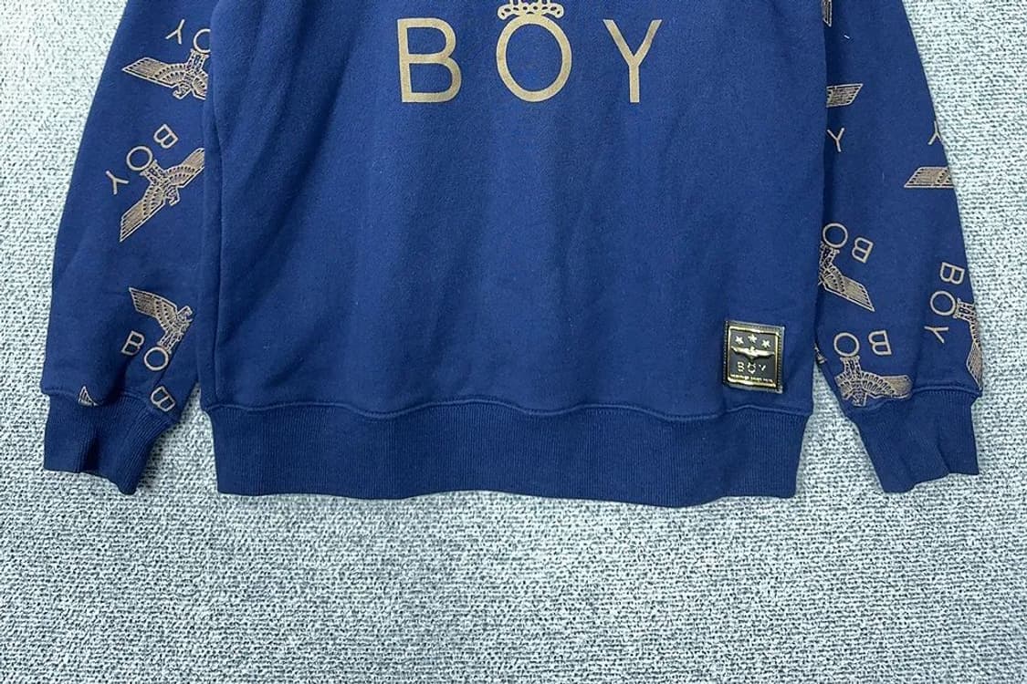 보이런던 빈티지 프린팅 블루 맨투맨 90(S) 상품이미지4