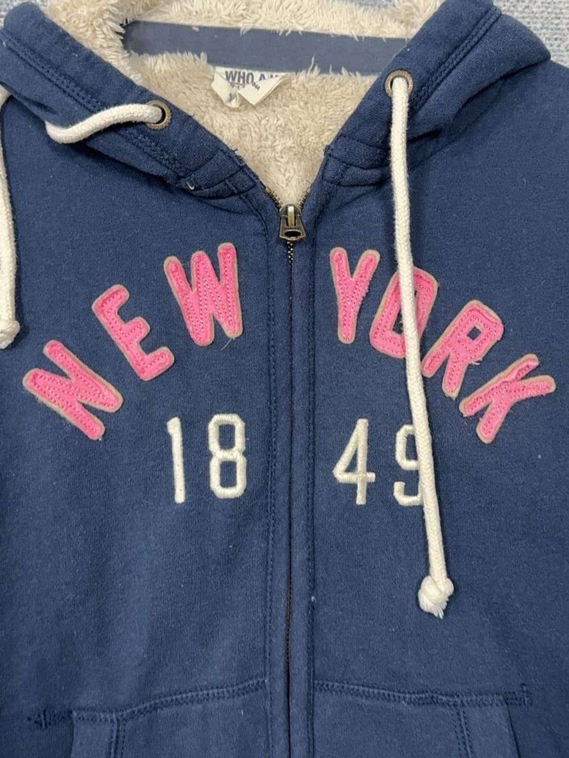 아베크롬비 핑크 로고 Y2K 네이비 후드 집업 M 상품이미지8