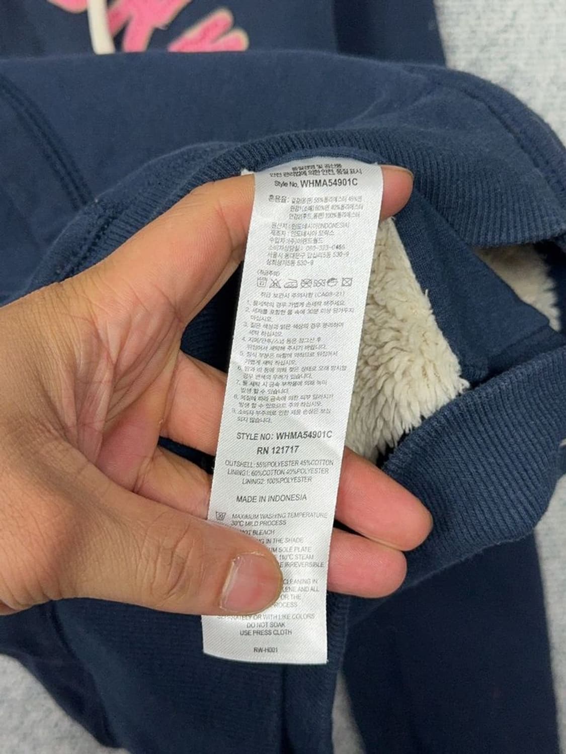 아베크롬비 핑크 로고 Y2K 네이비 후드 집업 M 상품이미지10