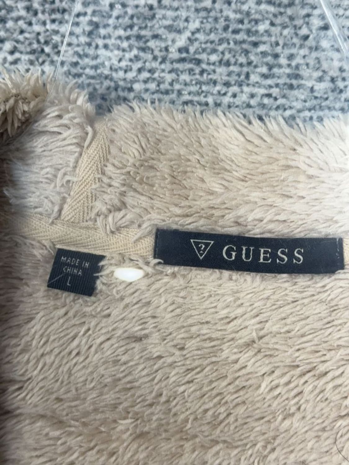 게스 스펠 로고 양털 그레이 후드 집업 L 상품이미지7