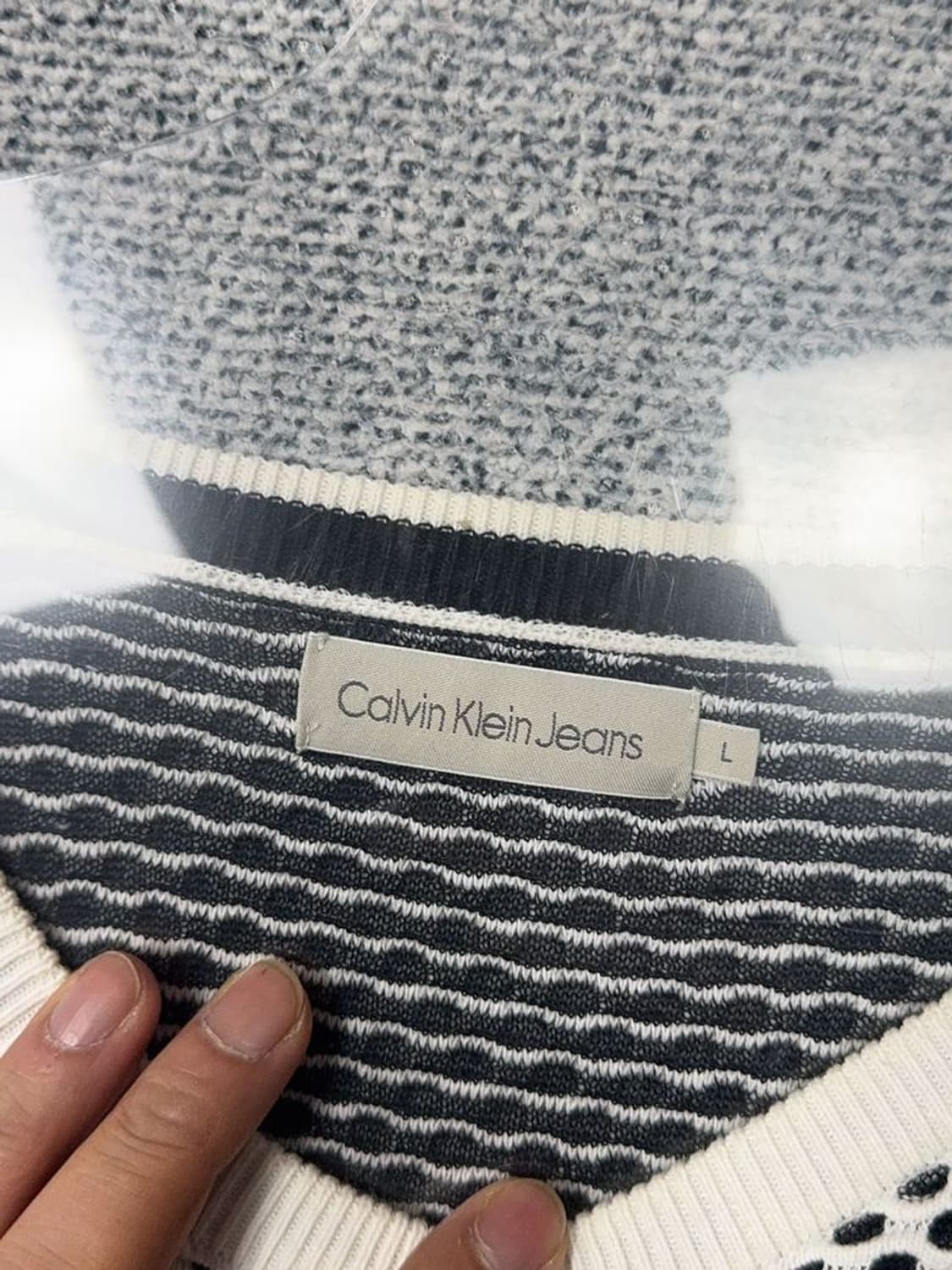 캘빈클라인 빈티지 패턴 화이트 니트 L 상품이미지7