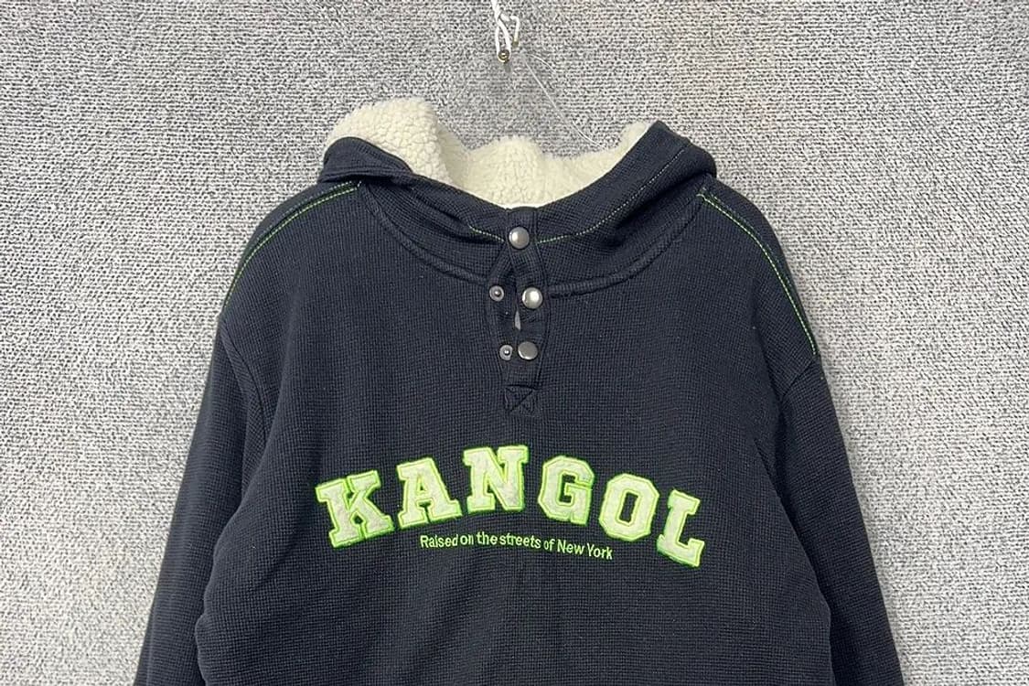 캉골 로고 양털 네이비 후드티 S/P 상품이미지3