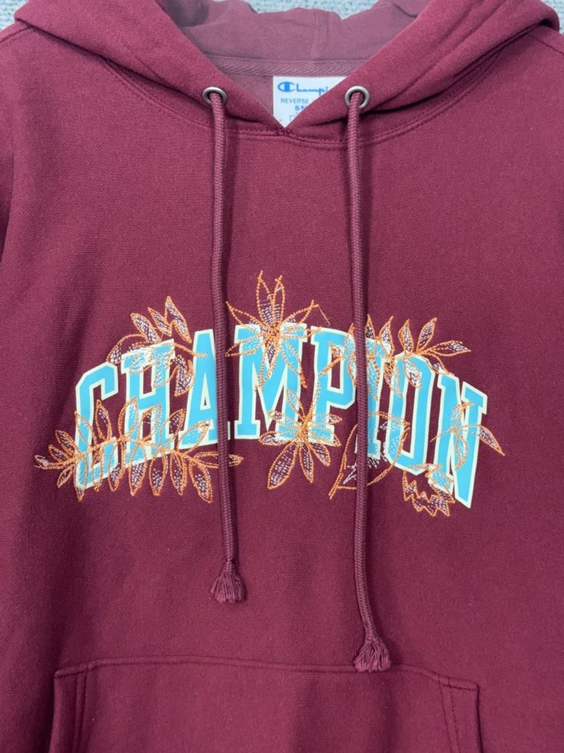 챔피온 리버스위브 버건디 빈티지 스웻 후드티 SMALL 상품이미지8