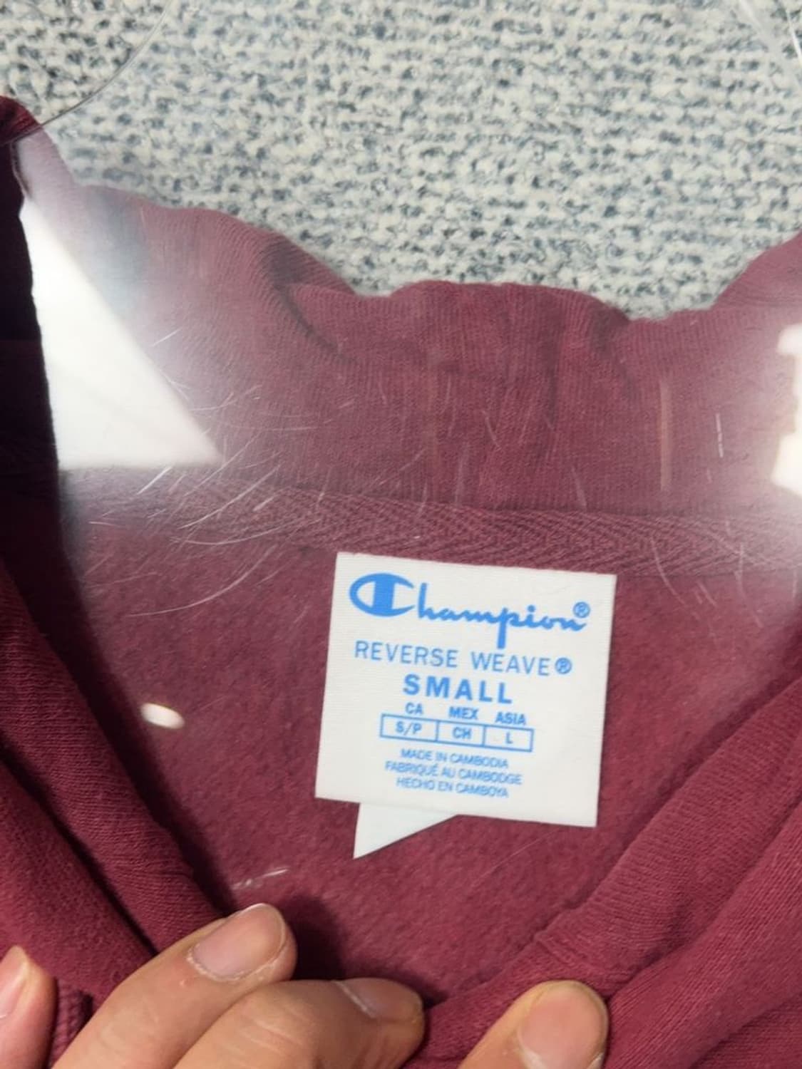 챔피온 리버스위브 버건디 빈티지 스웻 후드티 SMALL 상품이미지9