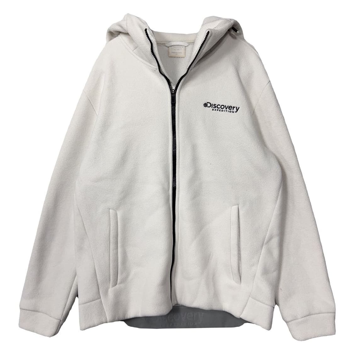디스커버리 화이트 로고 기모 후리스 후드 집업 105 상품이미지1