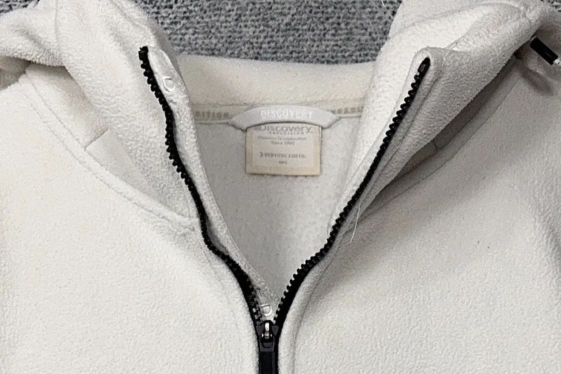 디스커버리 화이트 로고 기모 후리스 후드 집업 105 상품이미지5