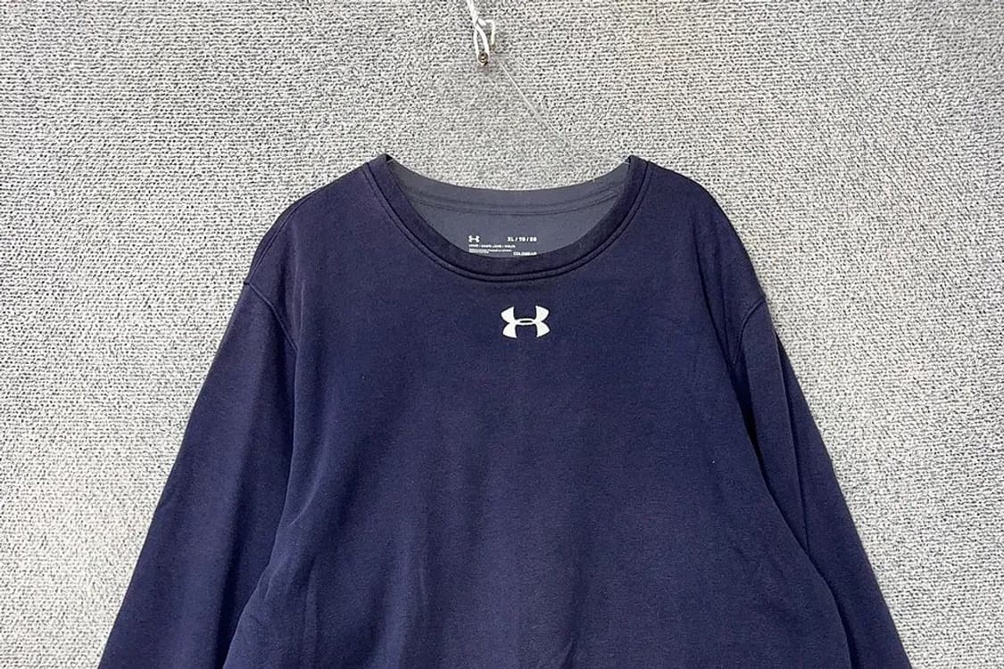 언더아머 네이비 센터 로고 기능성 오버핏 맨투맨 XL/TG/EG 상품이미지3