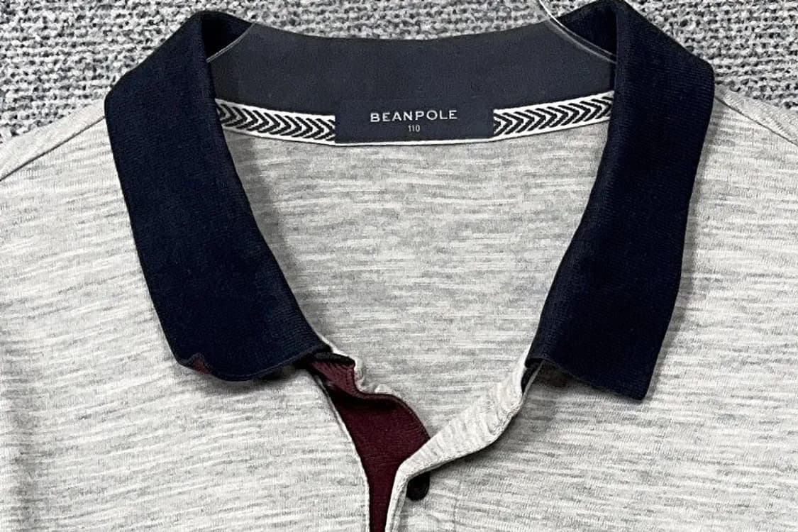 빈폴 스트라이프 라이트 그레이 긴팔 카라티 110 상품이미지5