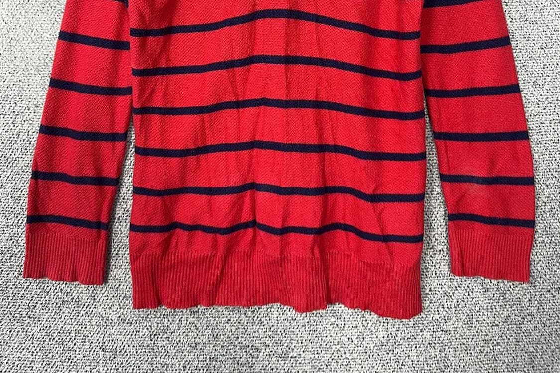 로렌 랄프로렌 단가라 Y2K 와플 코튼 스트라이프 레드 롱 후드 니트 S 상품이미지4