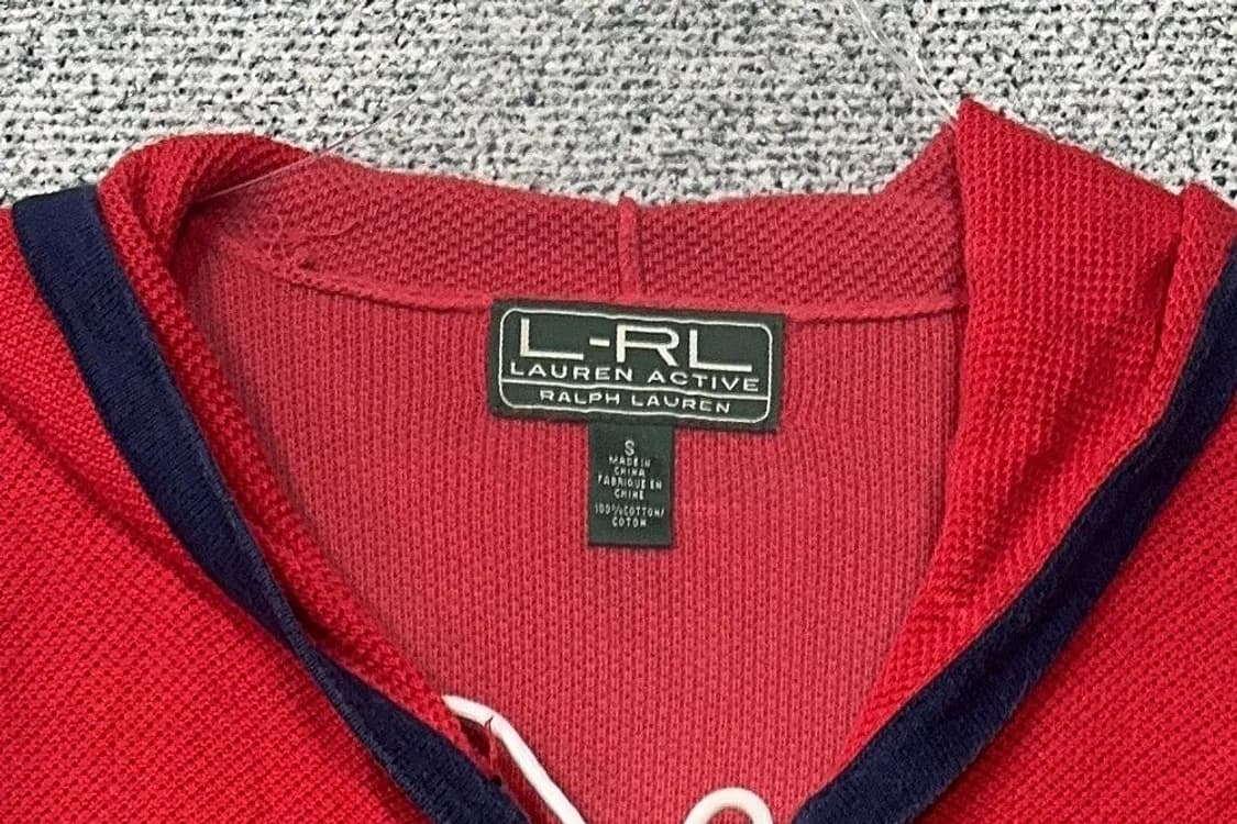 로렌 랄프로렌 단가라 Y2K 와플 코튼 스트라이프 레드 롱 후드 니트 S 상품이미지5