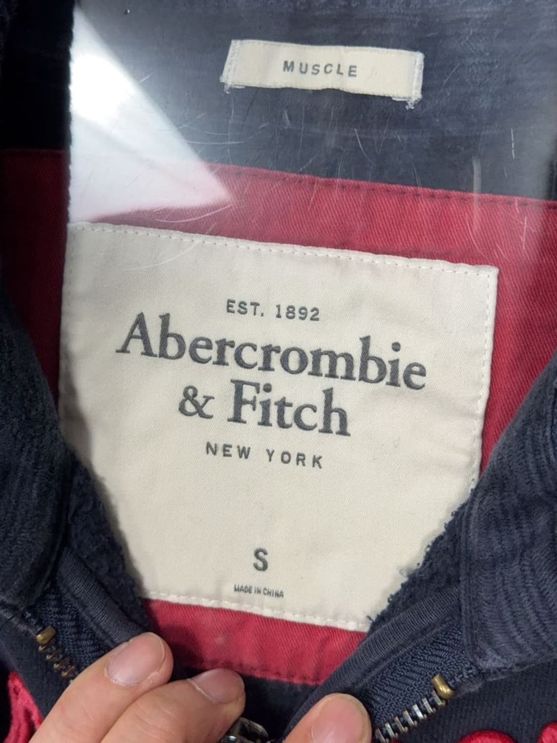 아베크롬비 Y2K 자수 로고 빈티지 네이비 후드 집업 S 상품이미지8