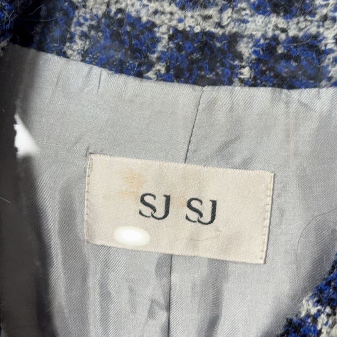 SJSJ 여성 한섬 트위드 체크 네이비 코트 M 상품이미지5